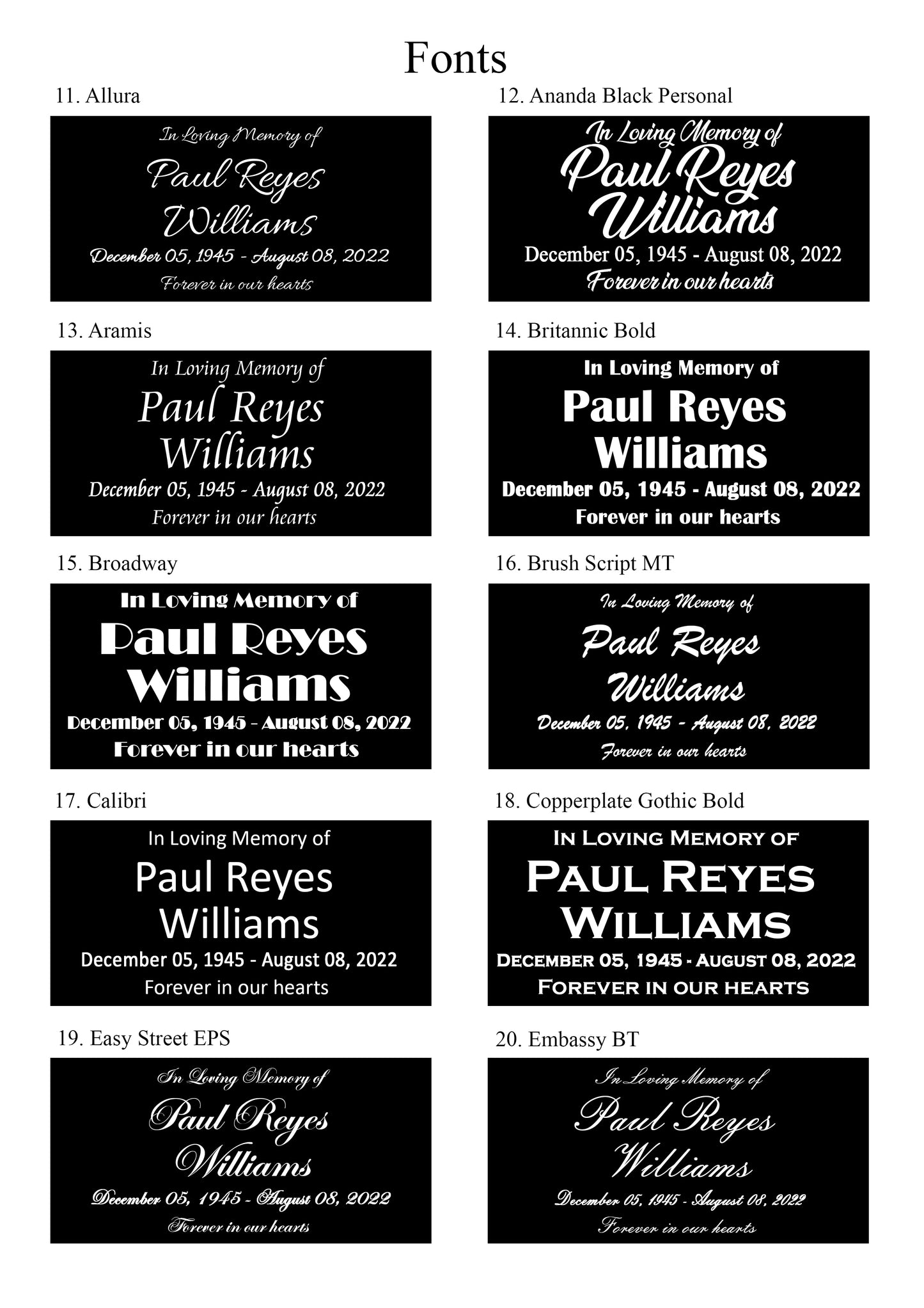Font styles