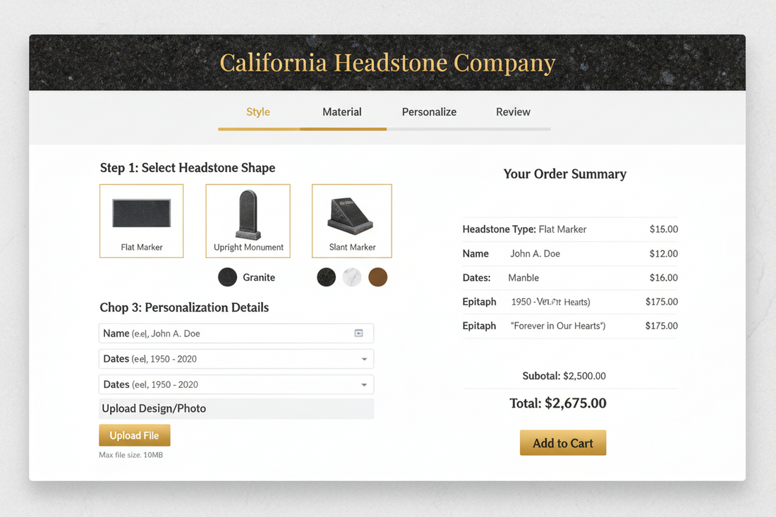 California Headstone Company Launches a Streamlined Online Headstone Ordering Process for Families