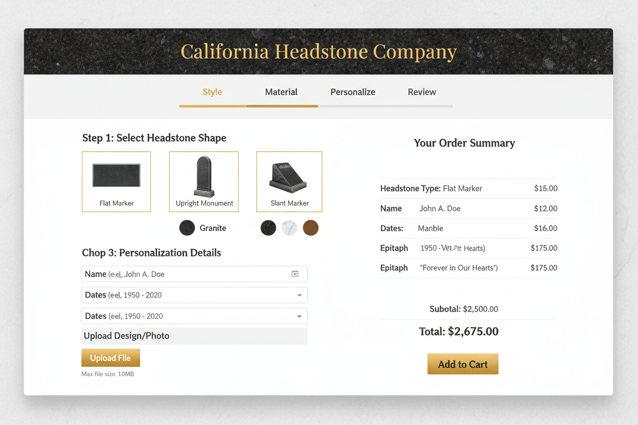 California Headstone Company Launches a Streamlined Online Headstone Ordering Process for Families