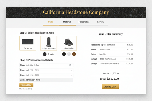 California Headstone Company Launches a Streamlined Online Headstone Ordering Process for Families