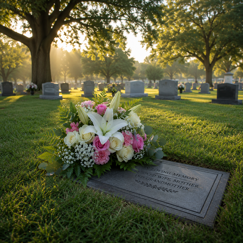 Roses resting on a memorial