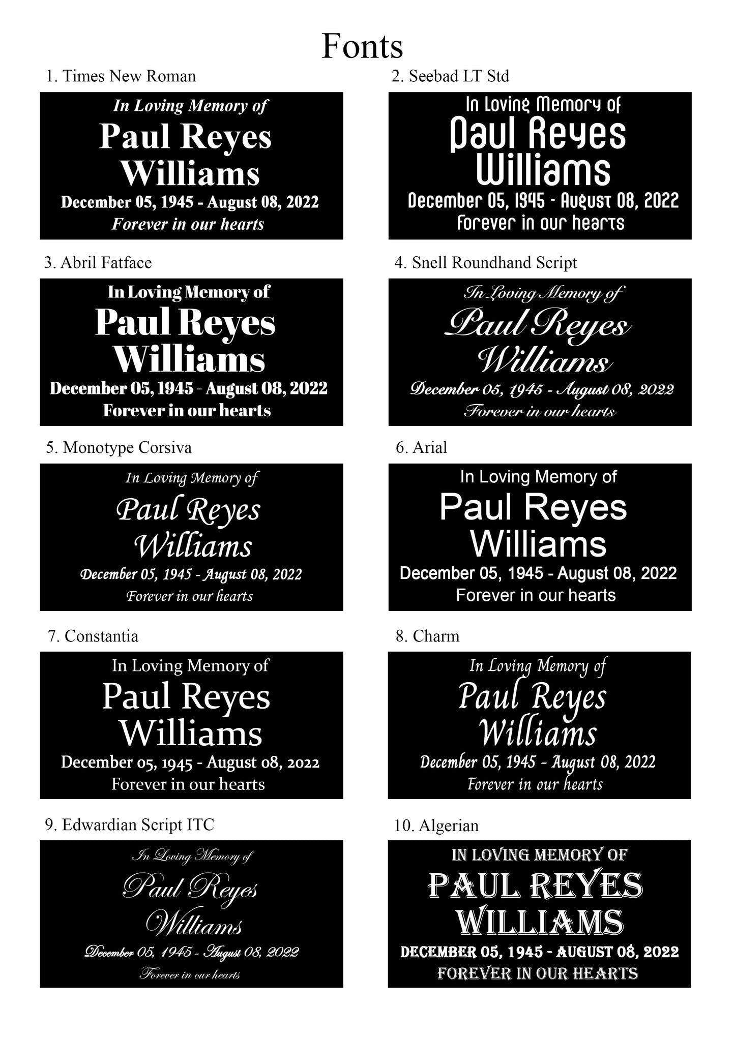 Font styles