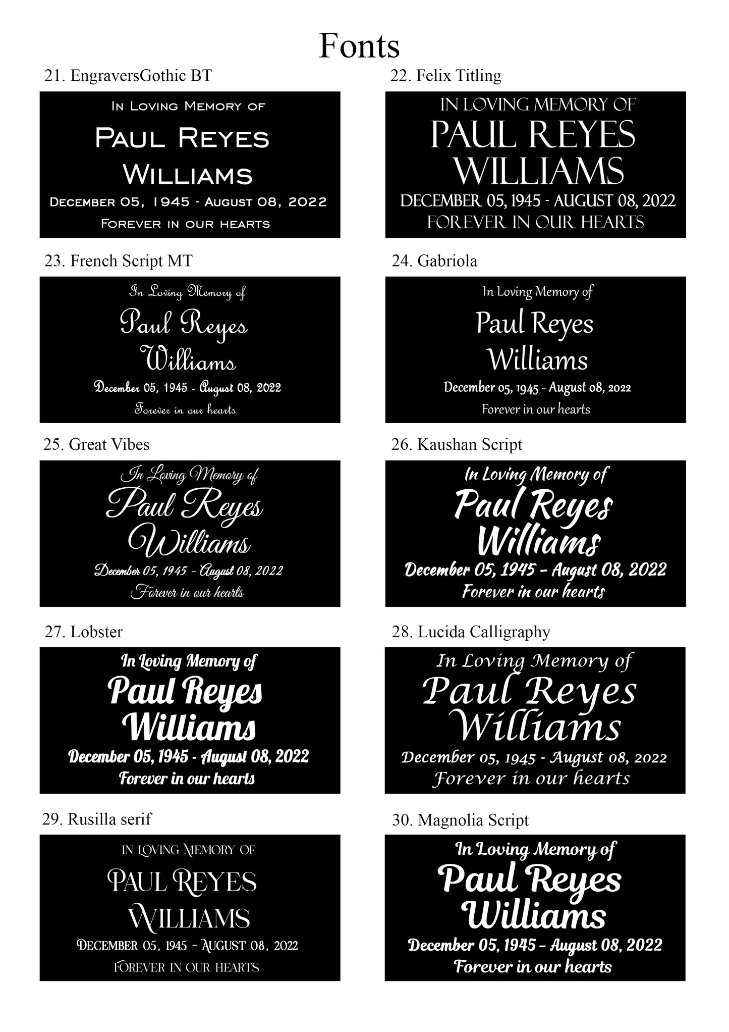 Font styles