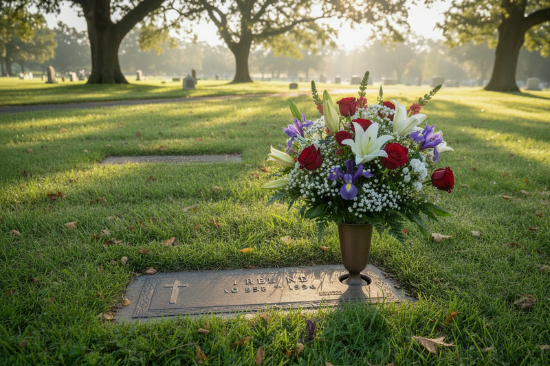 Roses resting on a memorial